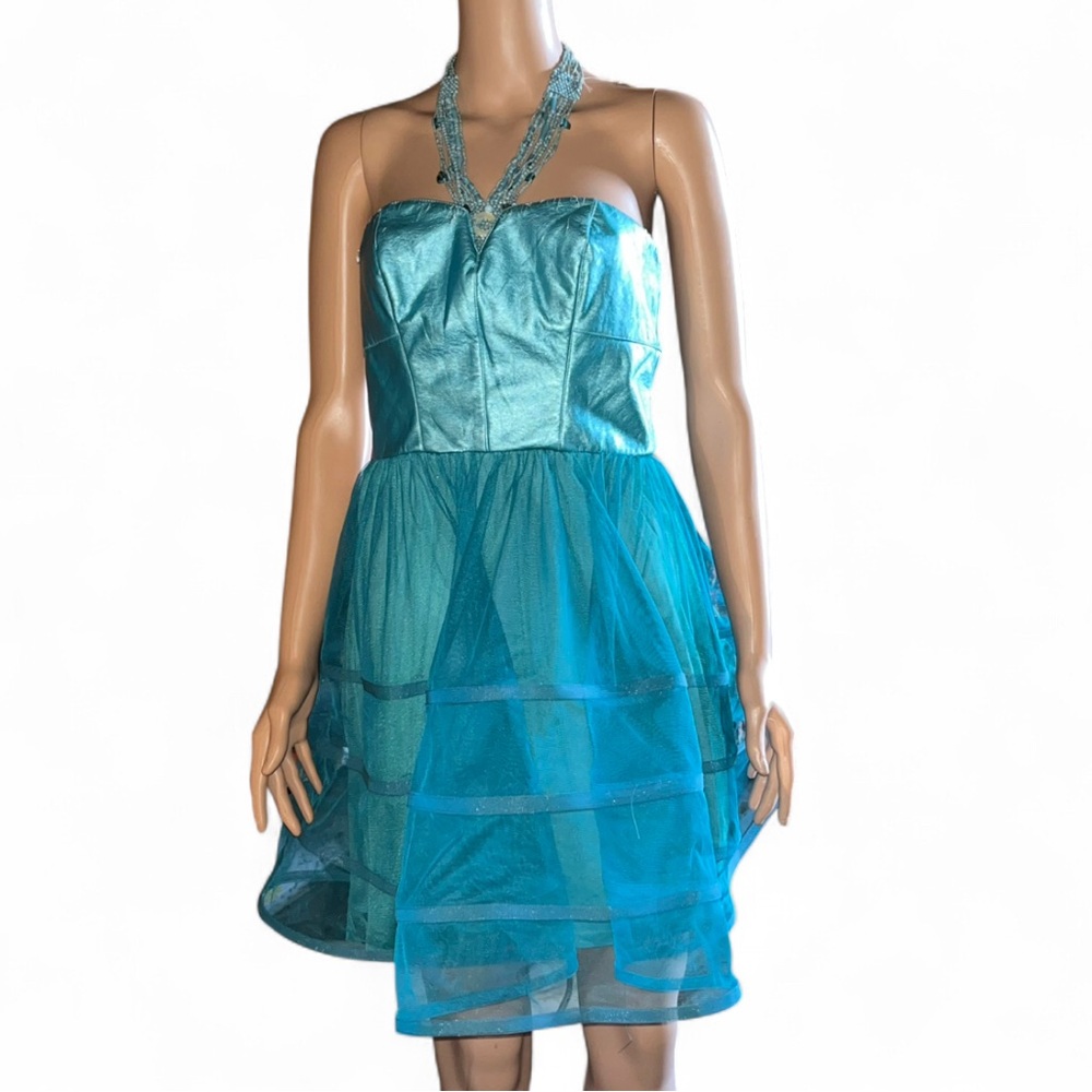 Betsey Johnson Vintage Dress Faux Leather & Crinoline Dress Pink Label